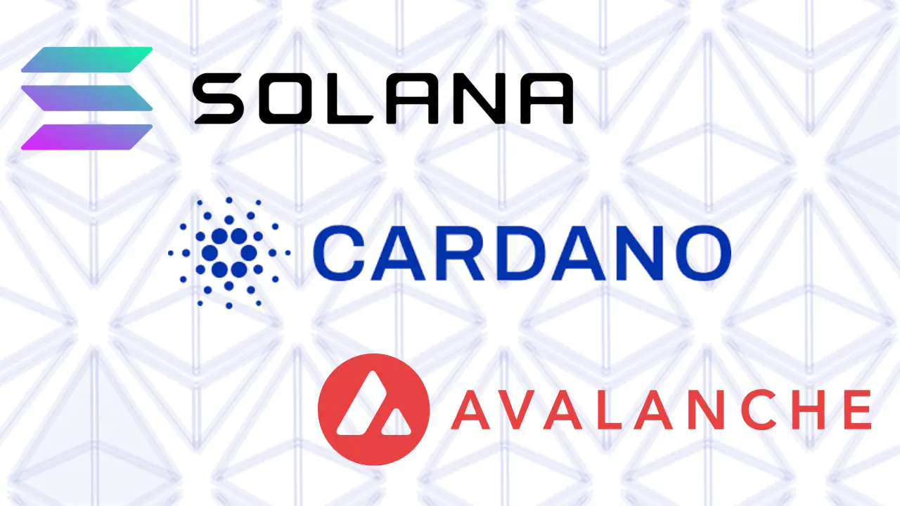 logos of Solana, Cardano, Avalanche