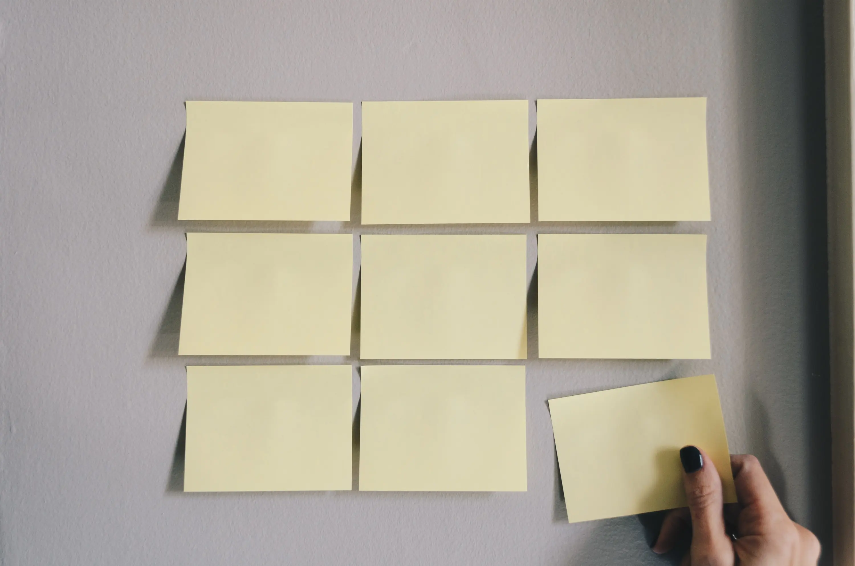 sticky notes arranged on a wall
