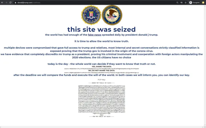 Donald Trump's campaign website seized